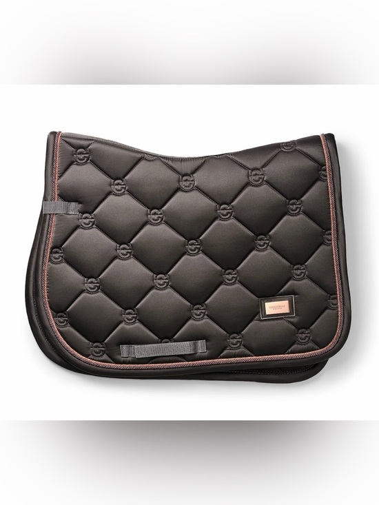 Equestrian Stockholm Other - Equestrian Stockholm Quilted Saddle Pad in Dark Grey with Rose Gold Trim